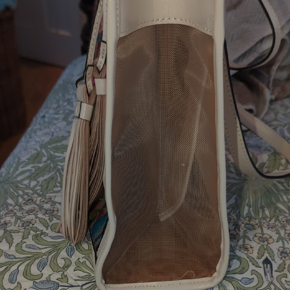 NWOT Patricia Nash Gianella Leather and Mesh Tote Bag-Seashell Latte - Picture 9 of 13